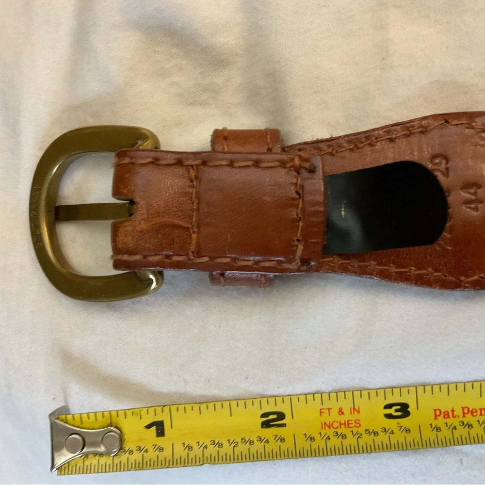 Men’s Size 44 Braided Brown black Genuine Leather Brass Buckle Belt